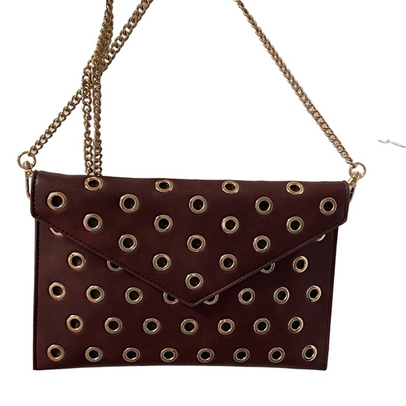 Ophelia Roe Burgundy Grommet Clutch/Crossbody Sz 10”W x 6.5”T NWT - Picture 3 of 8